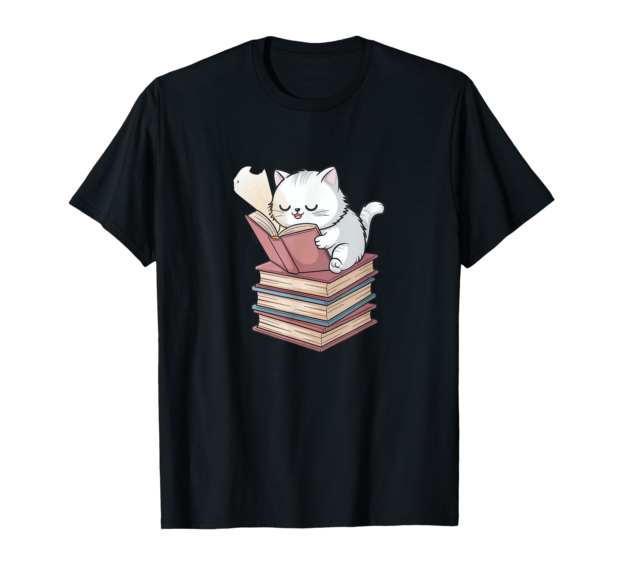 Cat Books Pets Cats Reading Book T-Shirt - Custom Art Print for Adults - T-Shirt, Sweatshirt, Hoodie