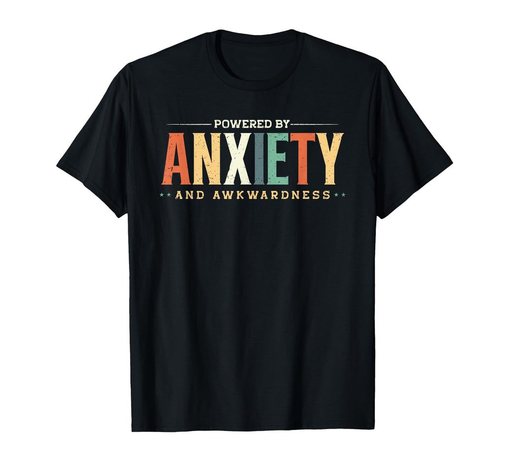 Powered Anxiety And Awkwardness T-Shirt - Minimalist Print for Adults - T-Shirt, Sweatshirt, Hoodie