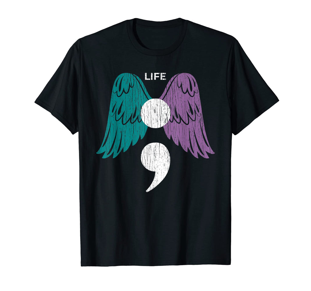 Life Semicolon Wings Suicide Awareness T-Shirt - Trendy Graphic Men Women - T-Shirt, Sweatshirt, Hoodie