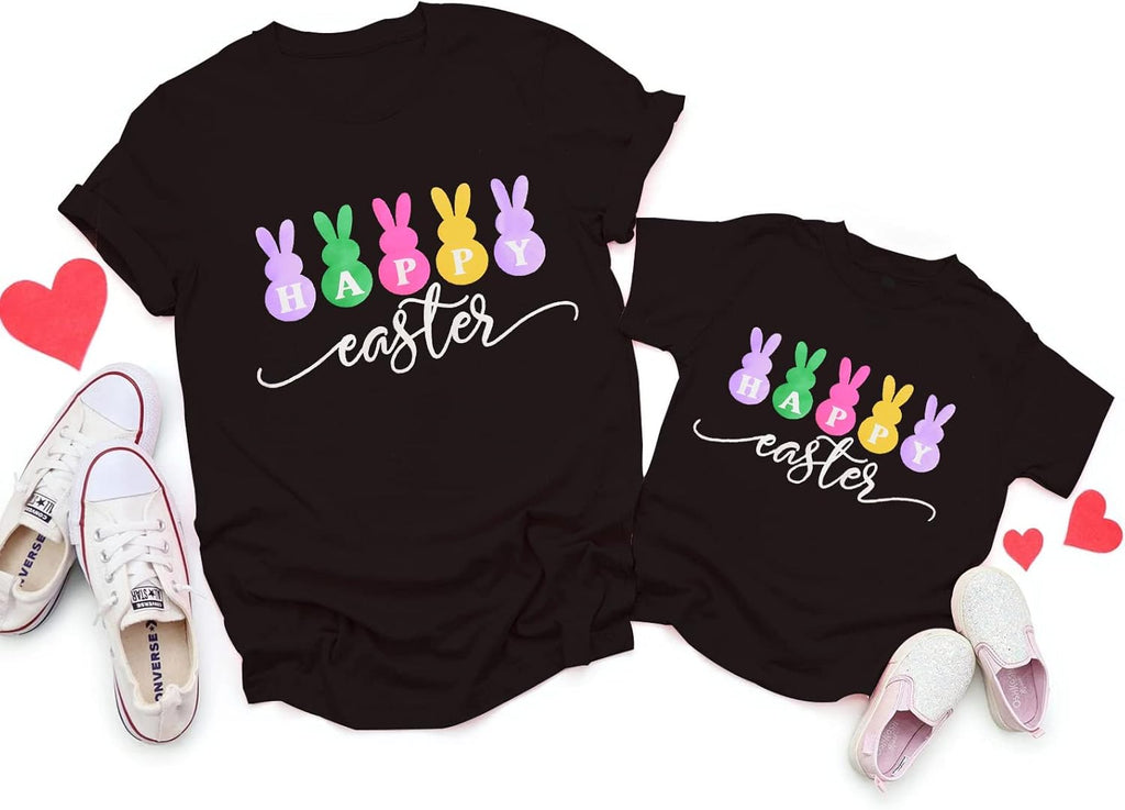 Happy Easter Shirts for Women Kids Bunny Family Matching Outfits Toddler Boys Girls Summer Short Sleeve Tee Top - T-Shirt, Sweatshirt, Hoodie