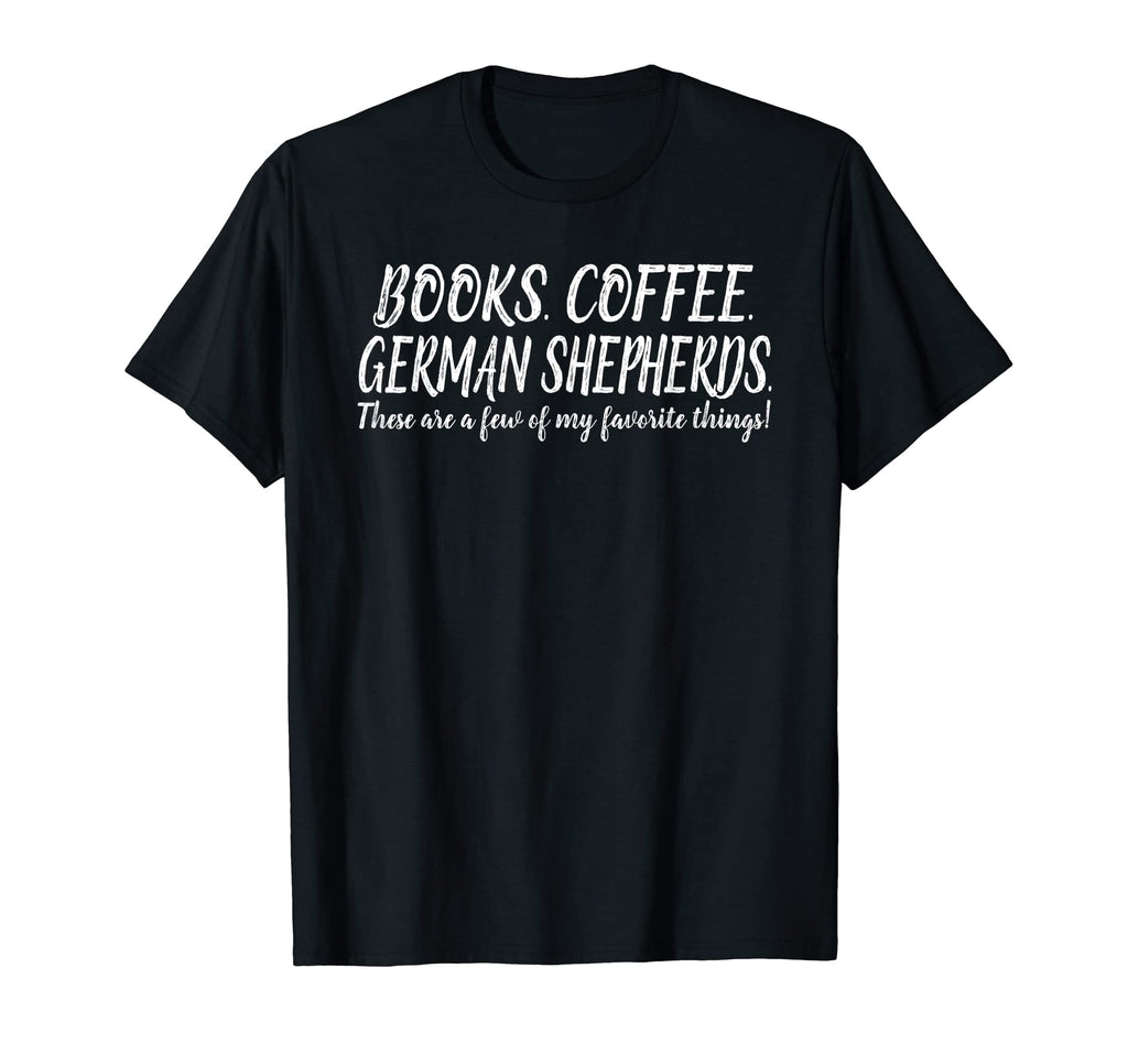 Books Coffee German Shepherds T-Shirt - Custom Art Print Men Women - T-Shirt, Sweatshirt, Hoodie