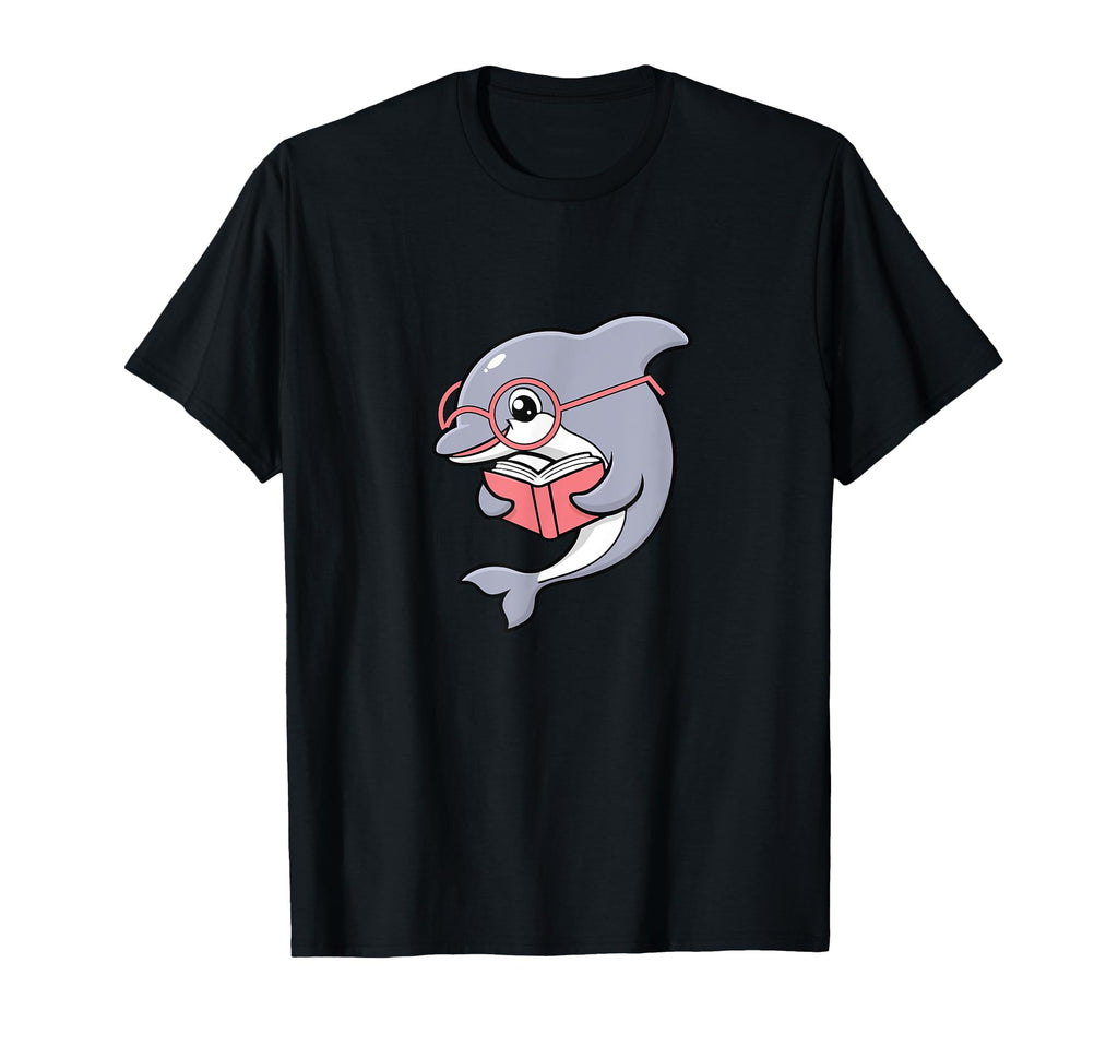 Dolphin Reading Books Literature Hobby T-Shirt - Novelty Apparel Men Women - T-Shirt, Sweatshirt, Hoodie