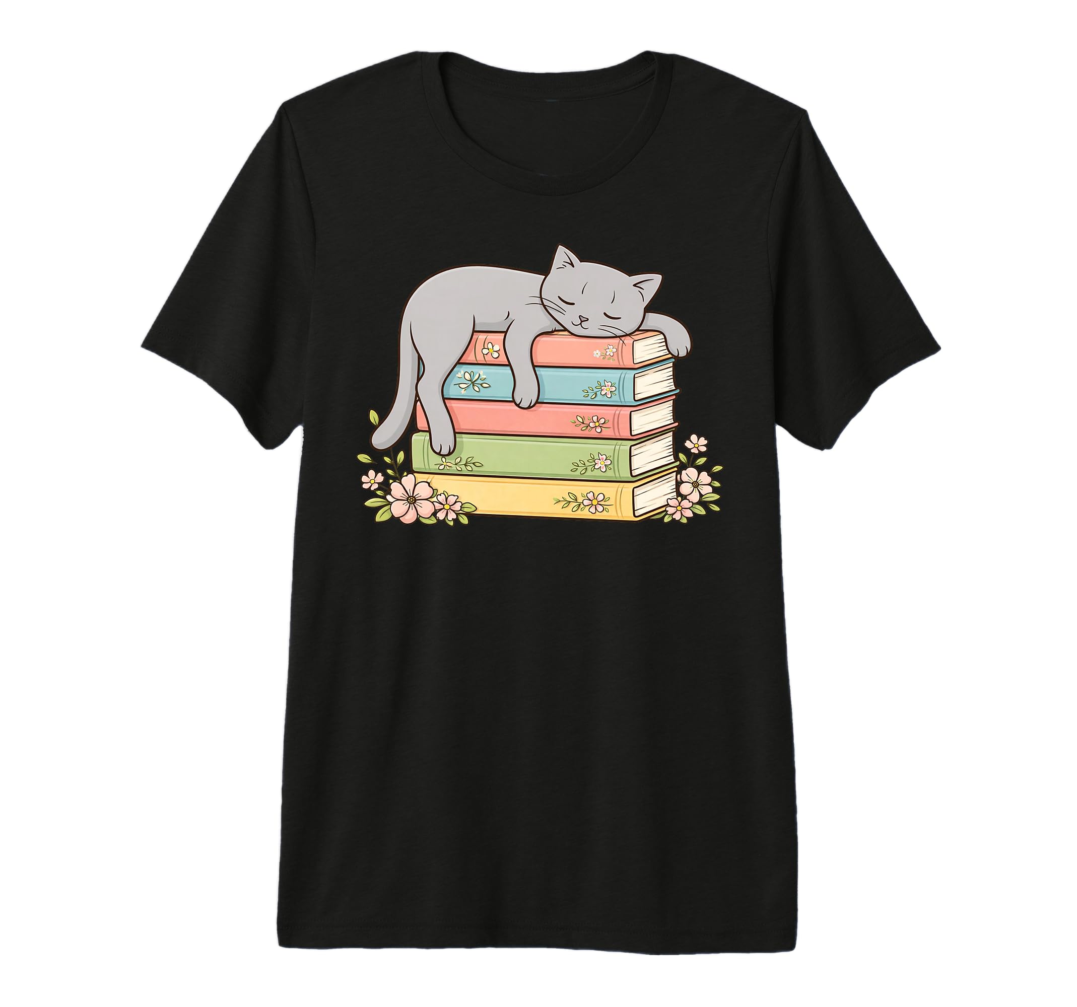 Cat Sleeping Books Book Lover Reader T-Shirt - Novelty Apparel for Adults - T-Shirt, Sweatshirt, Hoodie