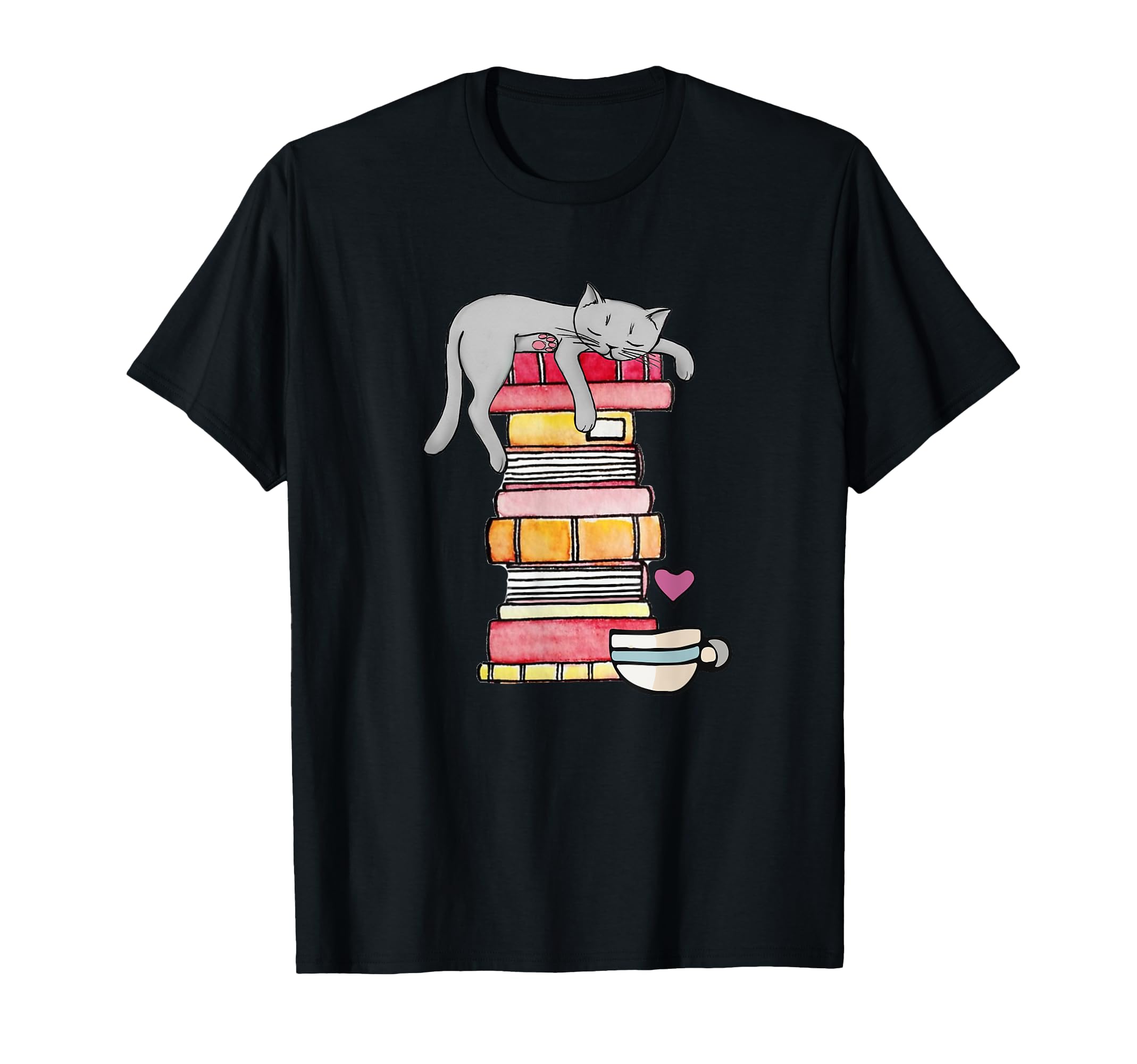 Cat Book Coffee Lover T-Shirt - Casual Everyday Wear Unisex - T-Shirt, Sweatshirt, Hoodie