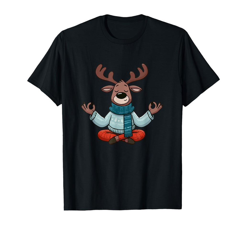 Meditation Reindeer Yoga Pose T-Shirt - Fun Novelty Design Men Women - T-Shirt, Sweatshirt, Hoodie