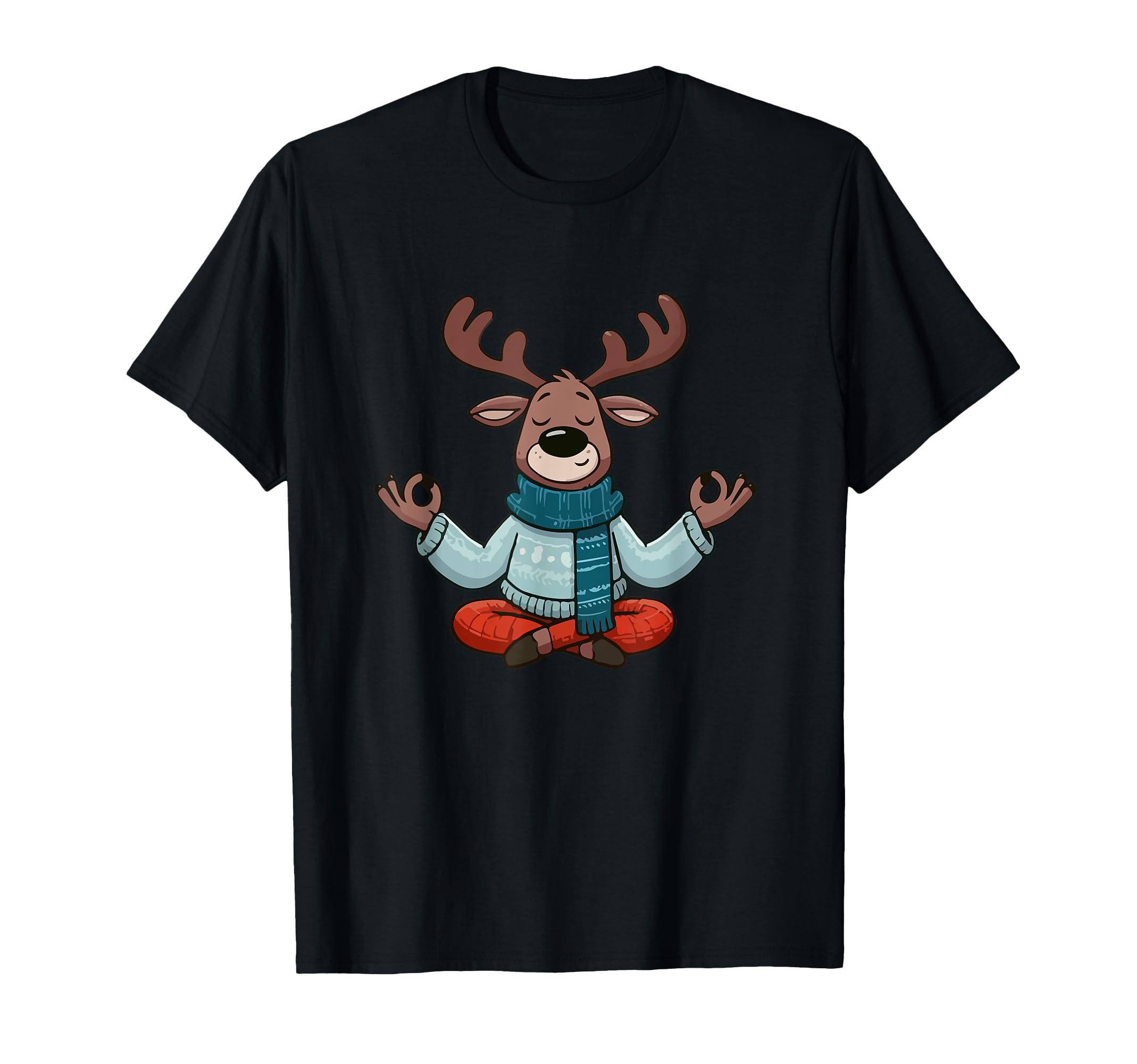 Meditation Reindeer Yoga Pose T-Shirt - Fun Novelty Design Men Women - T-Shirt, Sweatshirt, Hoodie