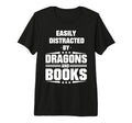 Easily Distracted Dragons And Books T-Shirt - Custom Art Print Men Women - T-Shirt, Sweatshirt, Hoodie