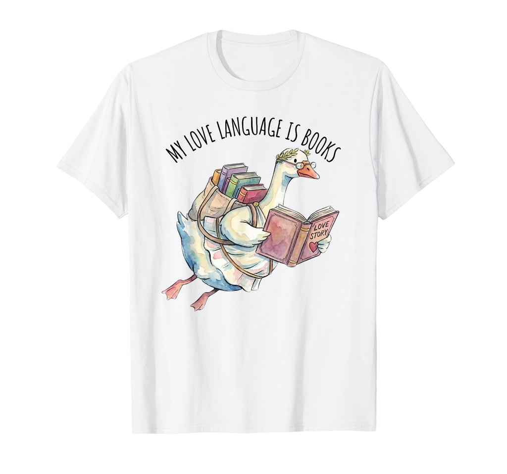 Cupid Goose Bibliophile Valentine Book T-Shirt - Trendy Graphic Unisex - T-Shirt, Sweatshirt, Hoodie
