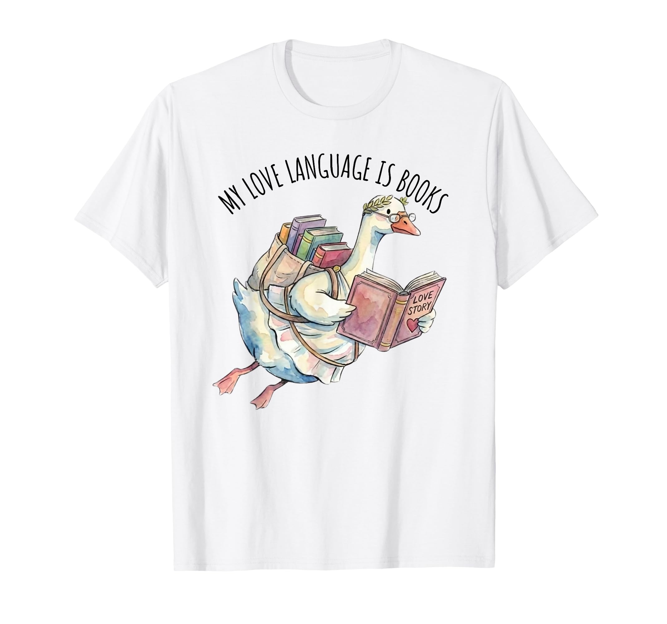 Cupid Goose Bibliophile Valentine Book T-Shirt - Trendy Graphic Unisex - T-Shirt, Sweatshirt, Hoodie