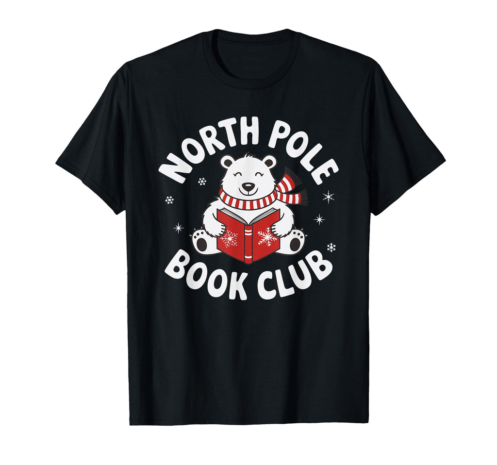 North Pole Book Club Polar Bear Reading T-Shirt - Novelty Apparel Unisex - T-Shirt, Sweatshirt, Hoodie