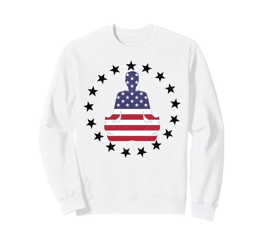 Patriotic Yoga Pose American Flag Sweatshirt - Casual Everyday Wear Unisex - T-Shirt, Sweatshirt, Hoodie