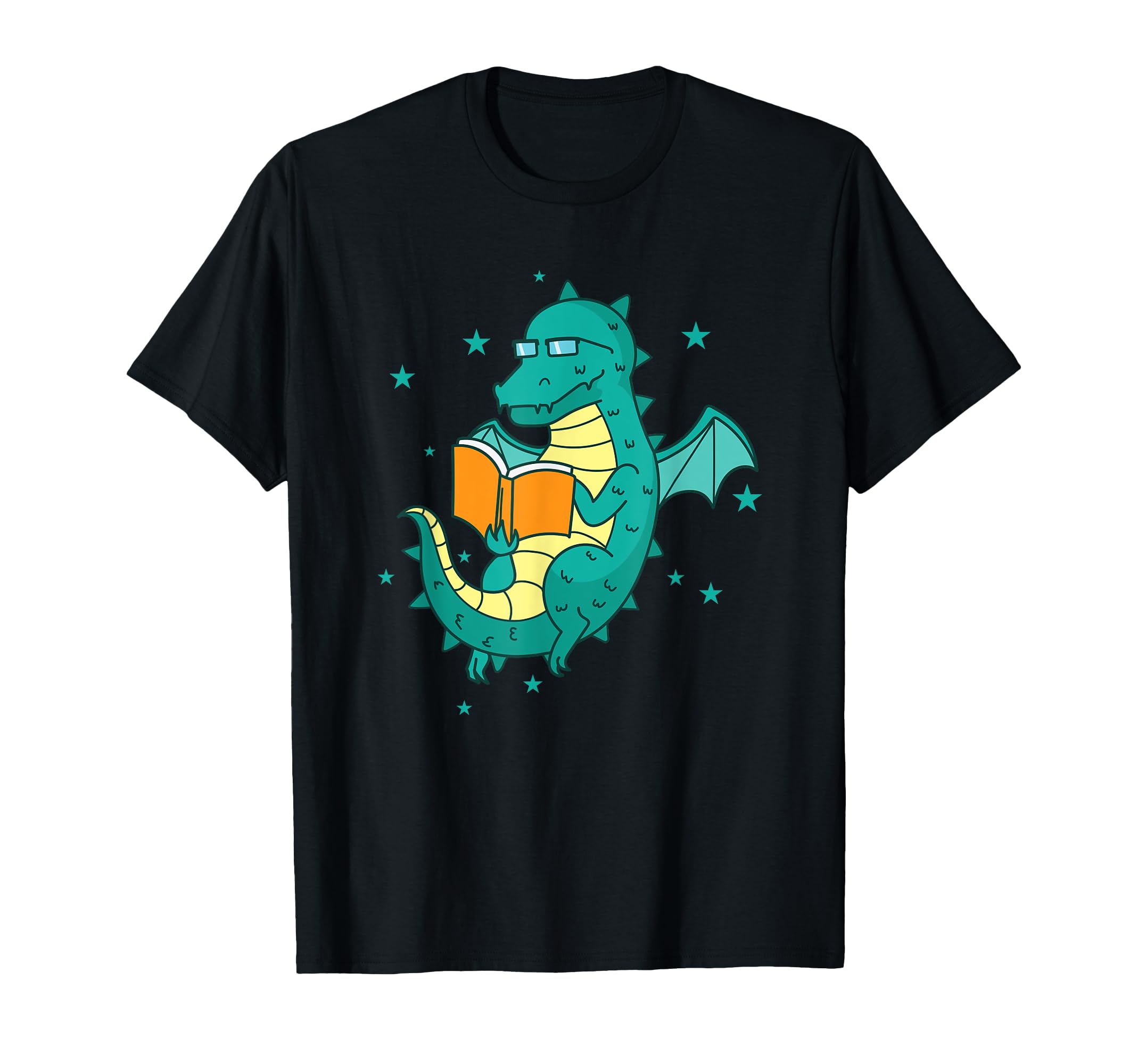 Dragon Reads Book Fable Creature T-Shirt - Fun Novelty Design for Adults - T-Shirt, Sweatshirt, Hoodie