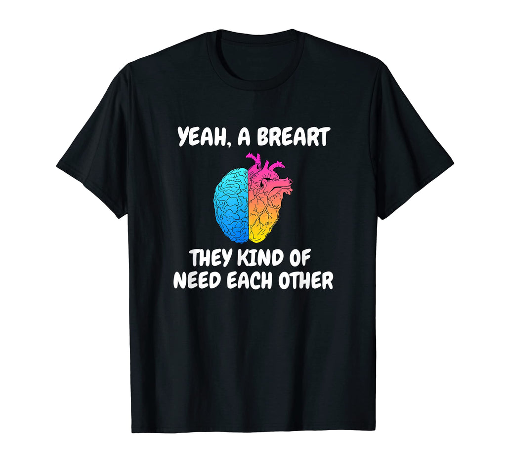 Breart Half Brain Half Heart T-Shirt - Casual Everyday Wear for Adults - T-Shirt, Sweatshirt, Hoodie