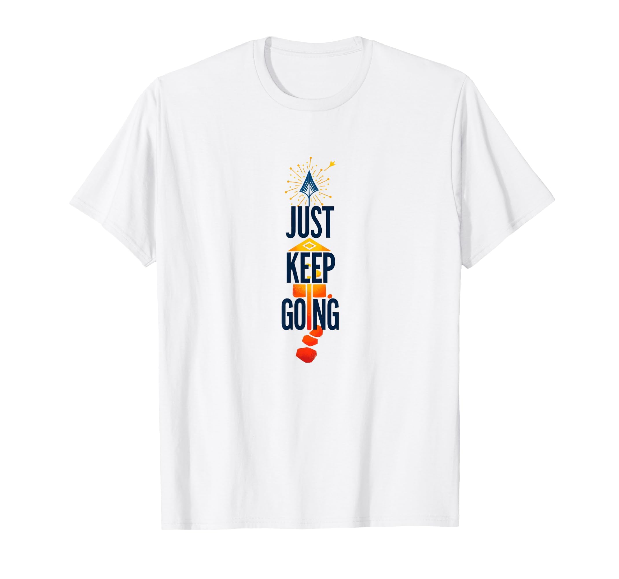 Just Keep Going Inspirational Arrow White T-Shirt - Custom Art Print Unisex - T-Shirt, Sweatshirt, Hoodie
