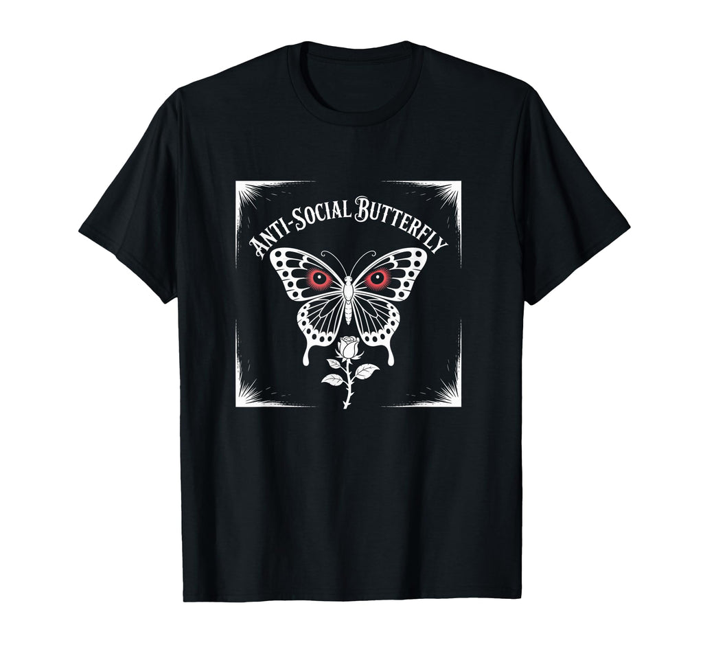 Gothic Antisocial Butterfly T-Shirt - Aesthetic Graphic for Adults - T-Shirt, Sweatshirt, Hoodie