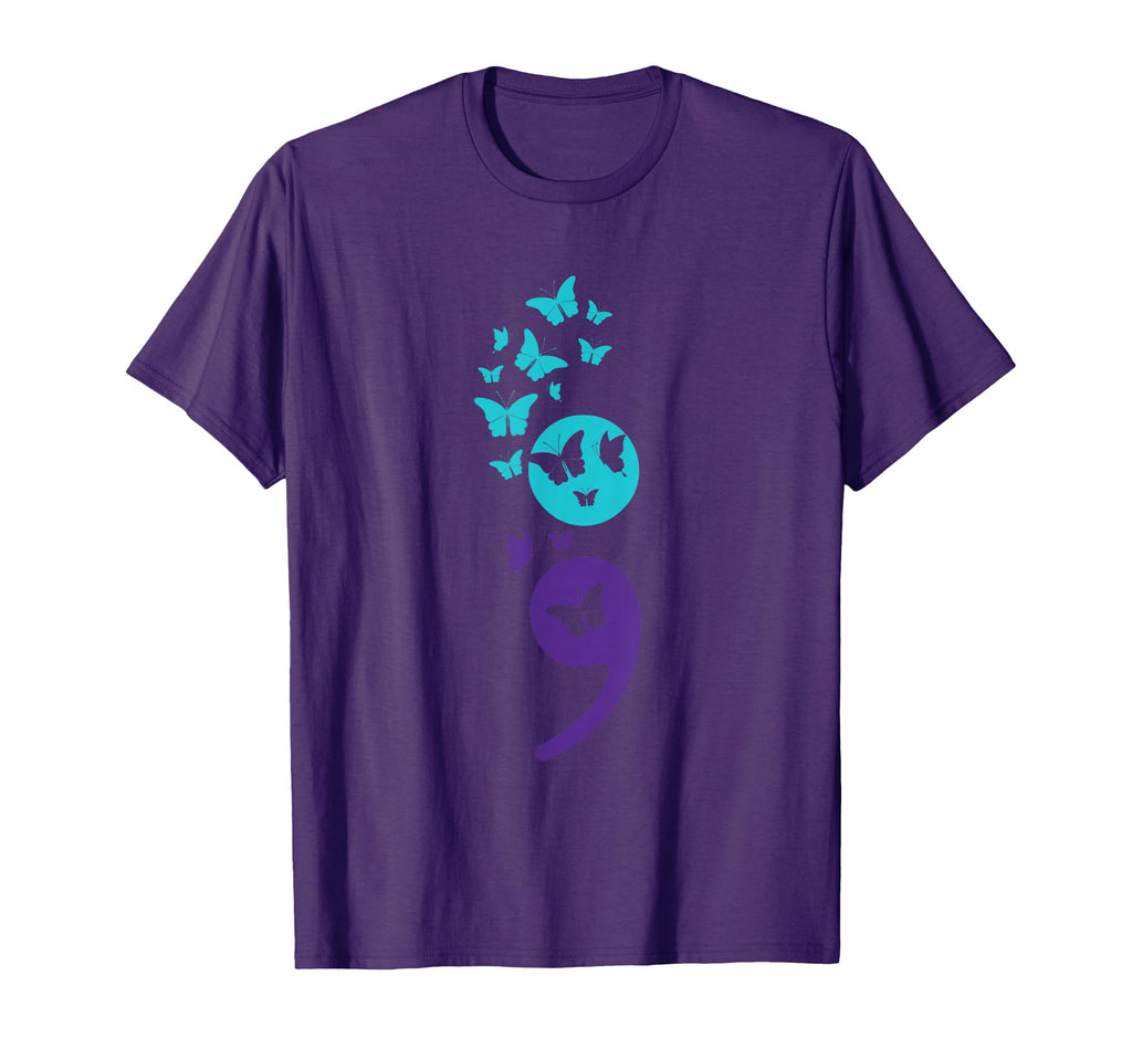 Butterfly Semicolon Suicide Awareness T-Shirt - Novelty Apparel for Adults - T-Shirt, Sweatshirt, Hoodie