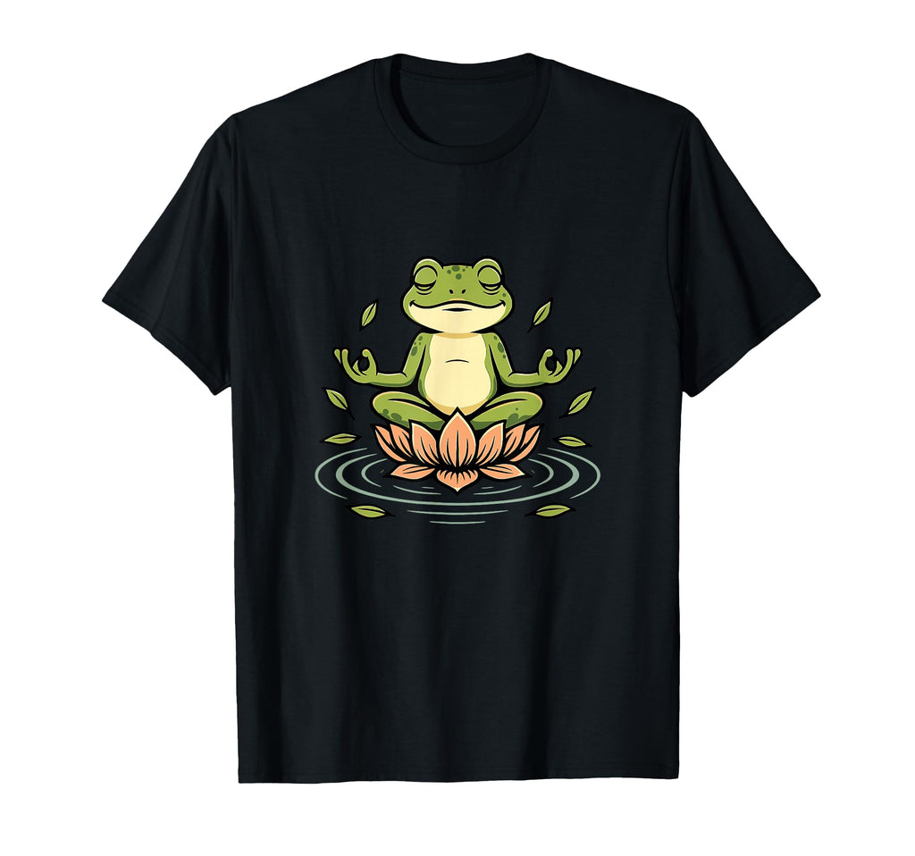Zen Frog Lotus Funny Yoga T-Shirt - Fun Novelty Design for Adults - T-Shirt, Sweatshirt, Hoodie