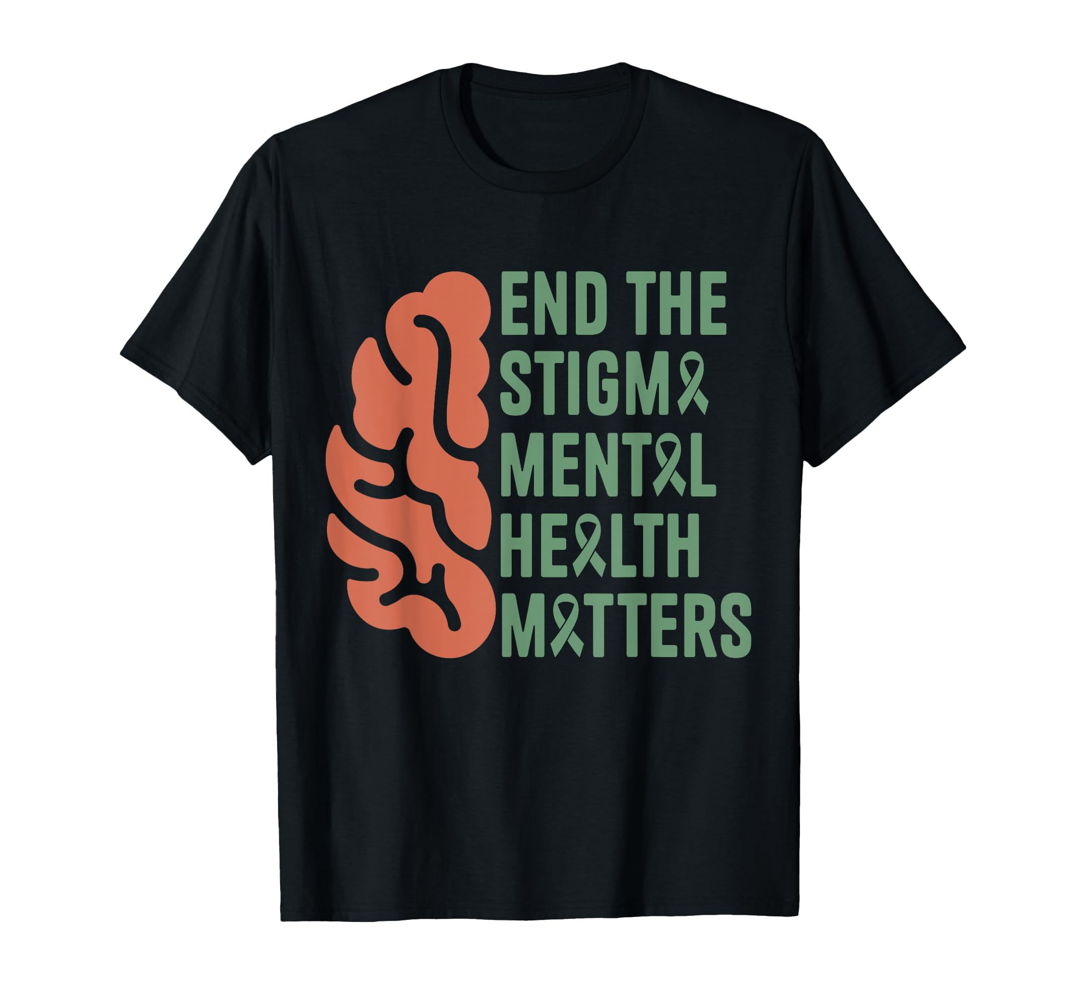 Mental Health Awareness Ribbon Items T-Shirt - Unique Graphic Men Women - T-Shirt, Sweatshirt, Hoodie
