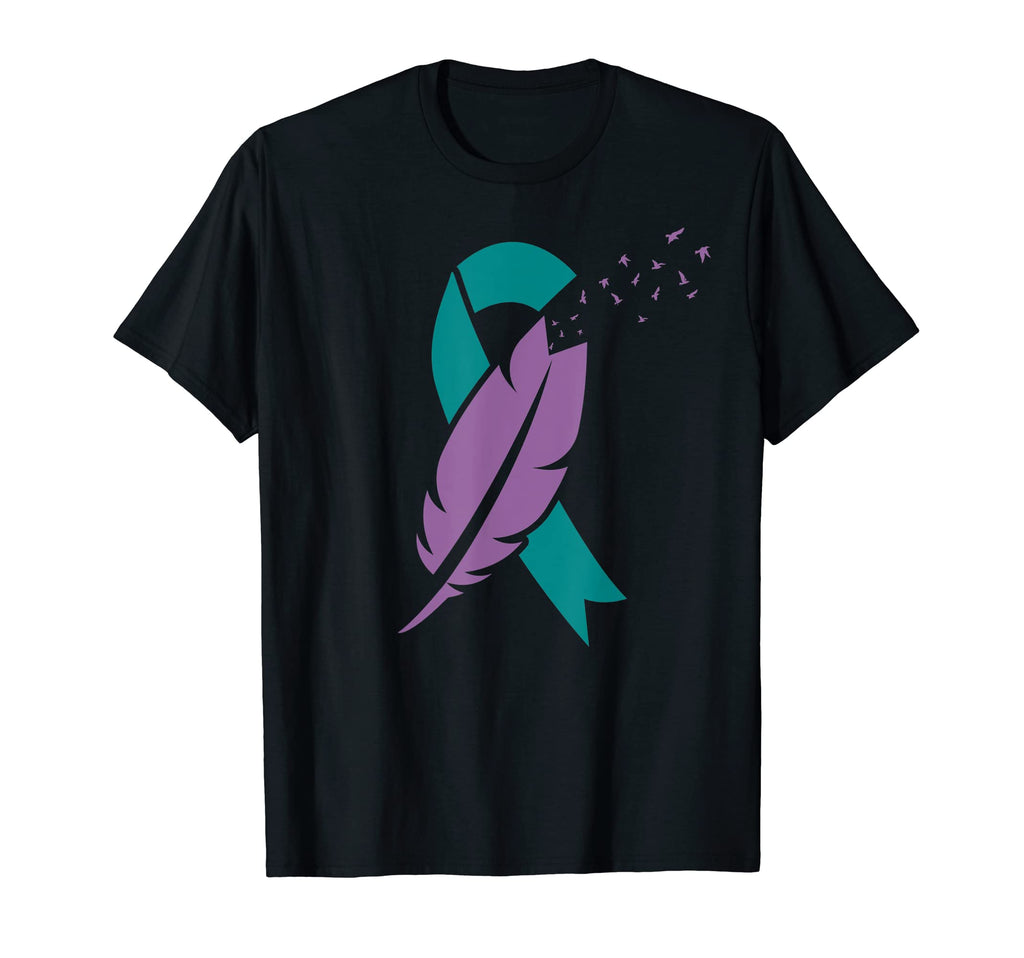 Ribbon Birds Feather Suicide Awareness T-Shirt - Aesthetic Graphic Unisex - T-Shirt, Sweatshirt, Hoodie