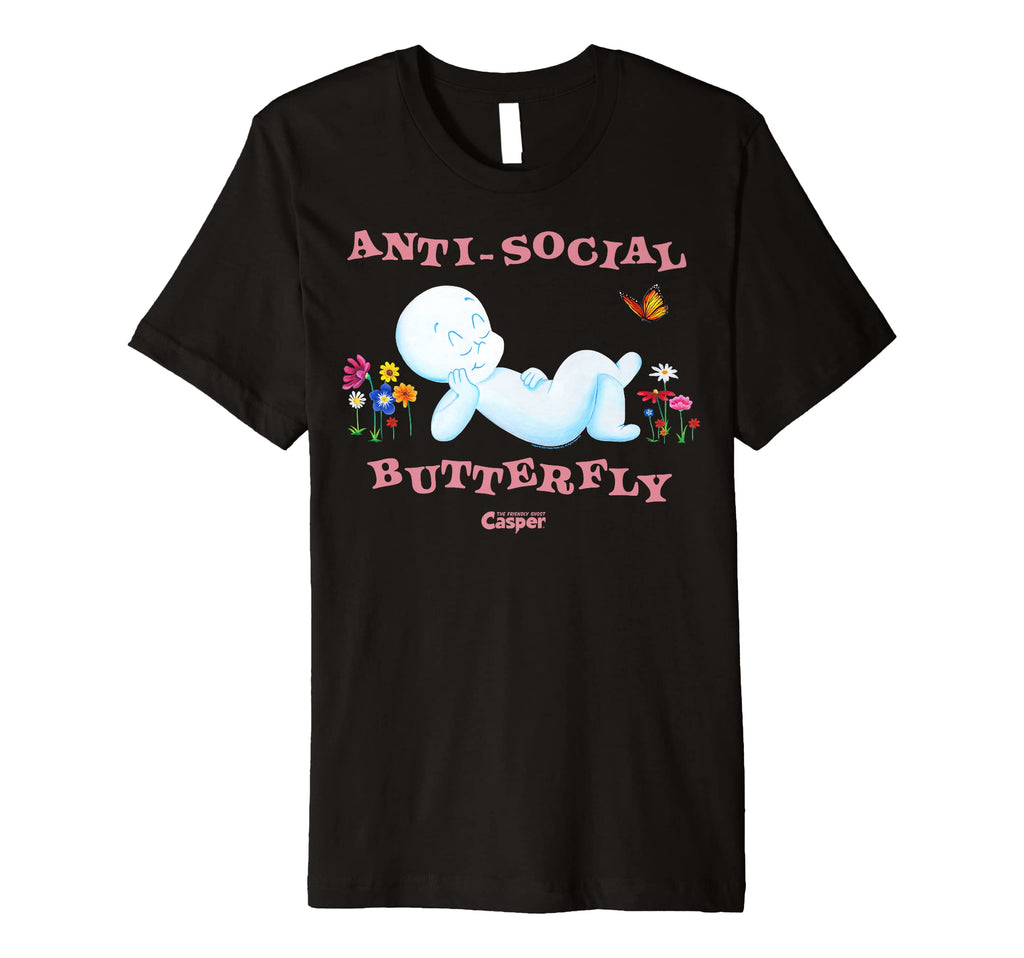 Casper Friendly Ghost Anti Social T-Shirt - Custom Art Print Men Women - T-Shirt, Sweatshirt, Hoodie