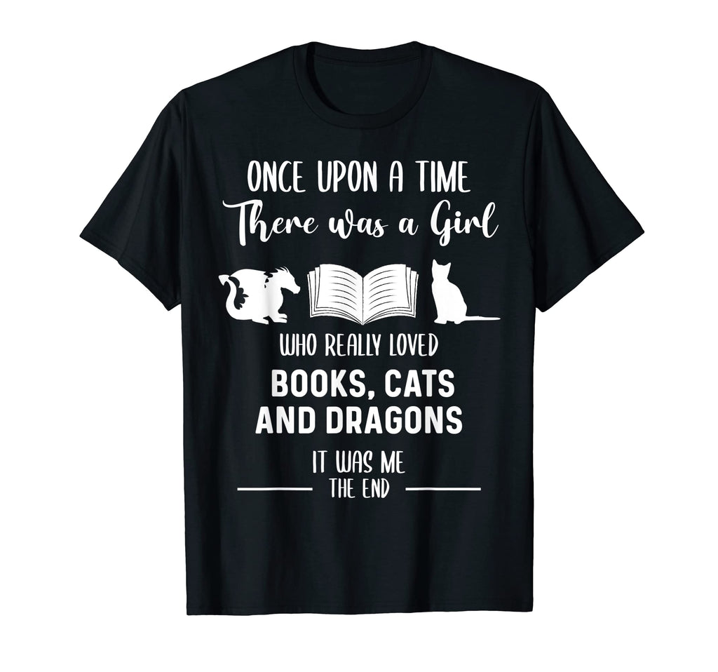 Who Loved Books Cats And Dragons T-Shirt - Fun Novelty Design for Adults - T-Shirt, Sweatshirt, Hoodie