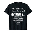 Who Loved Books Cats And Dragons Funny T-Shirt - Graphic Print Unisex - T-Shirt, Sweatshirt, Hoodie