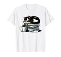 Cat Sleeping Pile Books Coffee And T-Shirt - Aesthetic Graphic Men Women - T-Shirt, Sweatshirt, Hoodie
