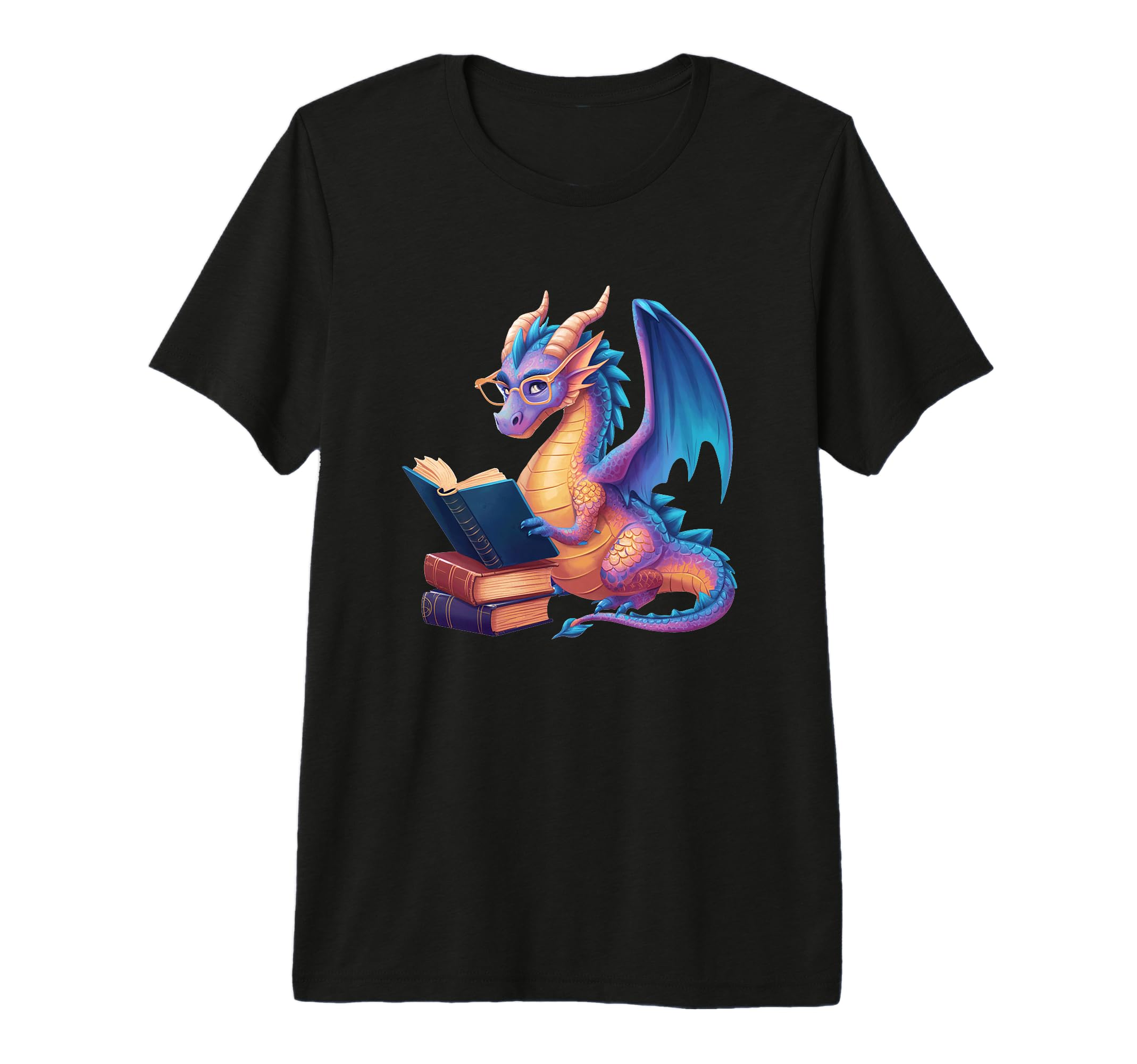 Bookworm Book Lover Dragon Reading Tri T-Shirt - Unique Graphic Unisex - T-Shirt, Sweatshirt, Hoodie