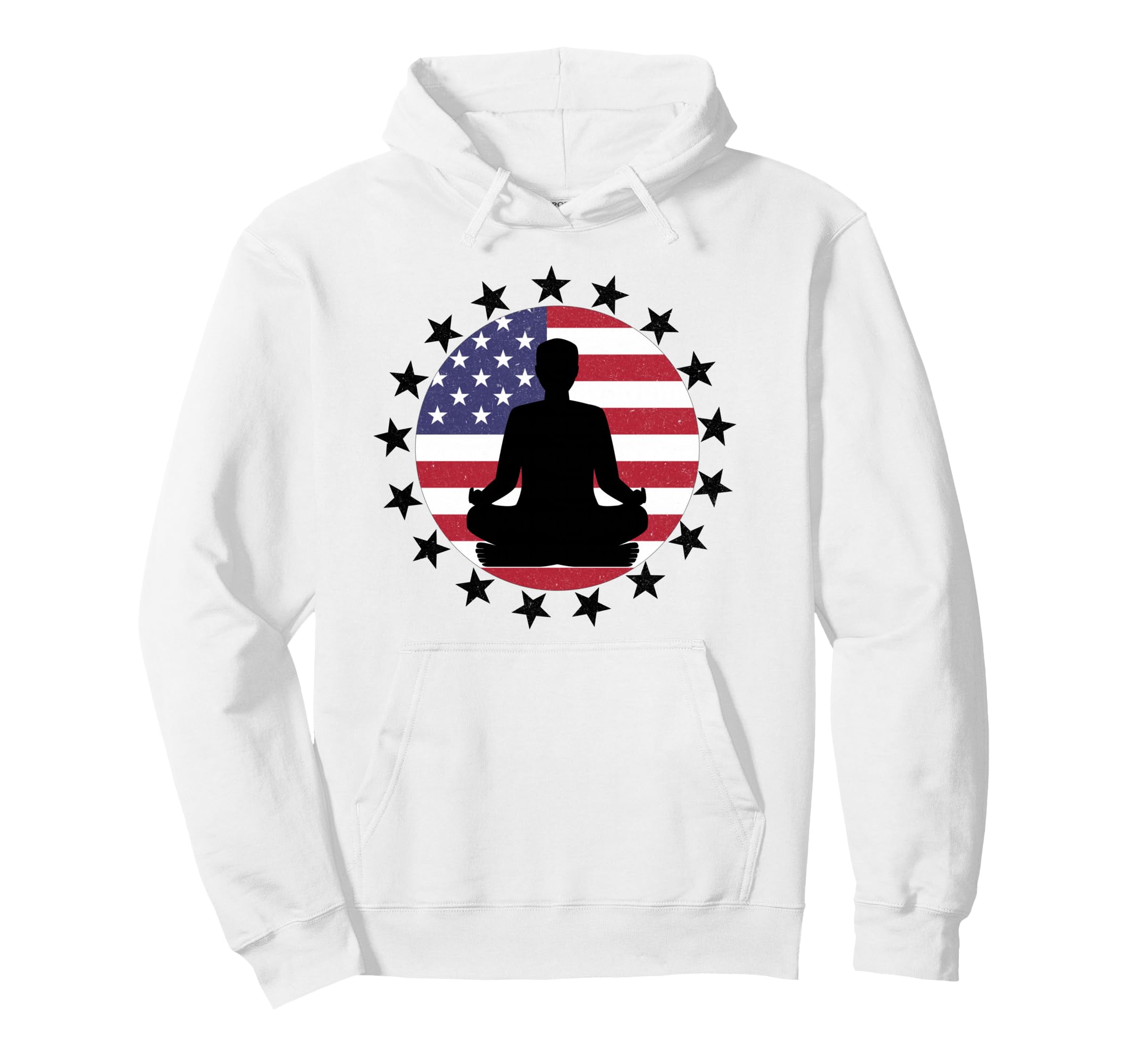 Patriotic Yoga Pose American Flag Hoodie - Aesthetic Graphic for Adults - T-Shirt, Sweatshirt, Hoodie