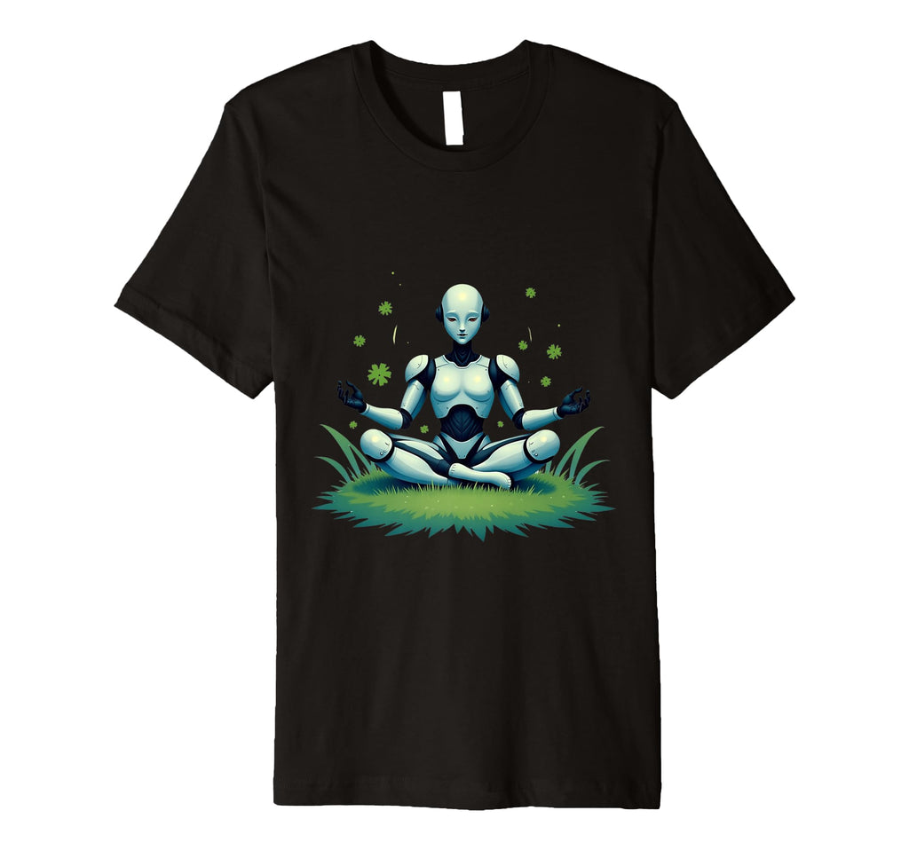 Futuristic Humanoid Meditation T-Shirt - Minimalist Print Unisex - T-Shirt, Sweatshirt, Hoodie