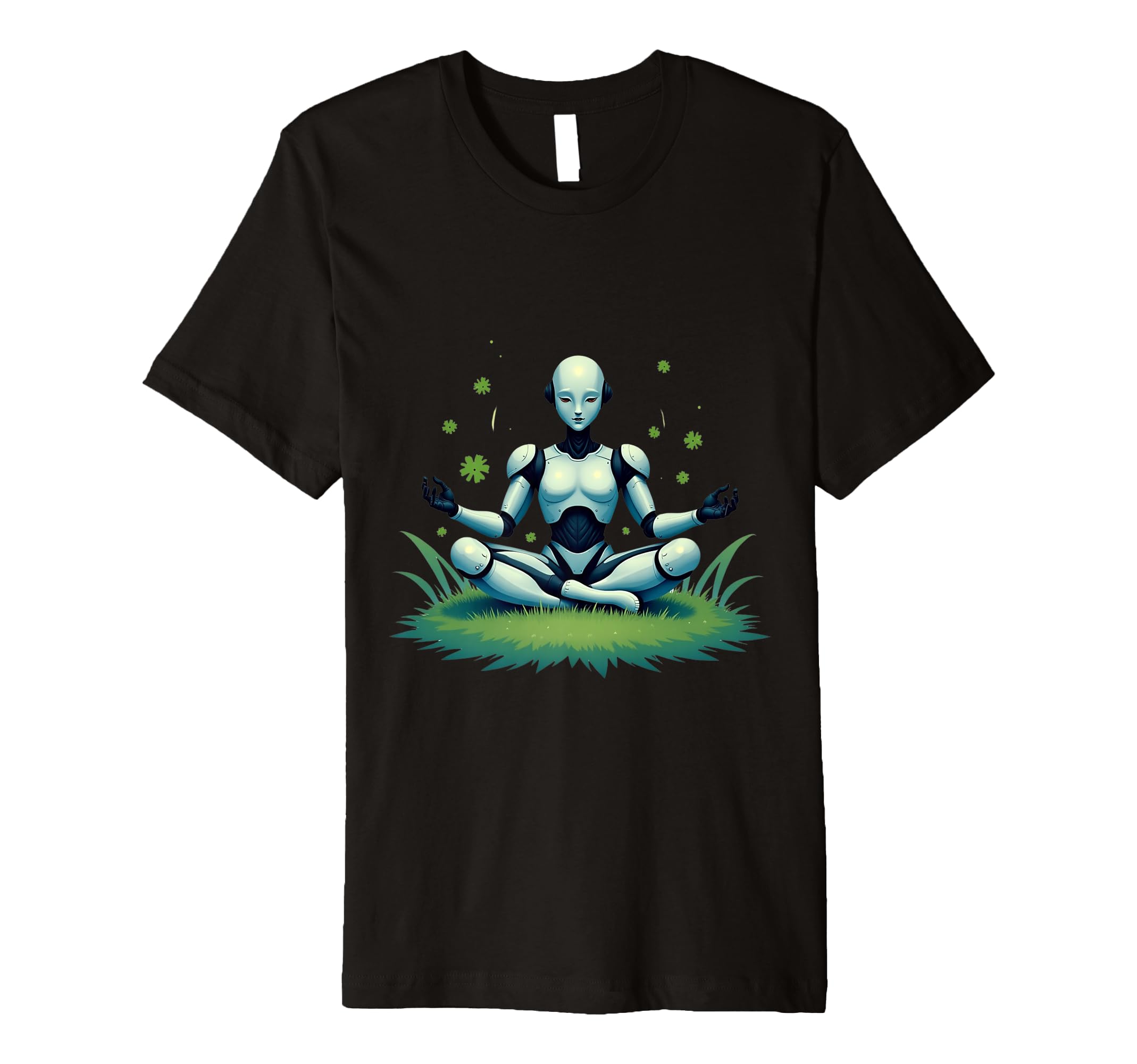 Futuristic Humanoid Meditation T-Shirt - Minimalist Print Unisex - T-Shirt, Sweatshirt, Hoodie