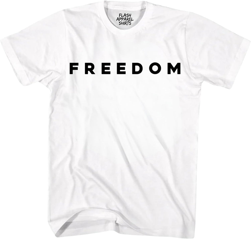 Flash Apparel Freedom Shirt Freedom Text T Shirt for Men & Women Patriotic Men's Tshirts Graphic Tee Unisex Adult Tee - T-Shirt, Sweatshirt, Hoodie
