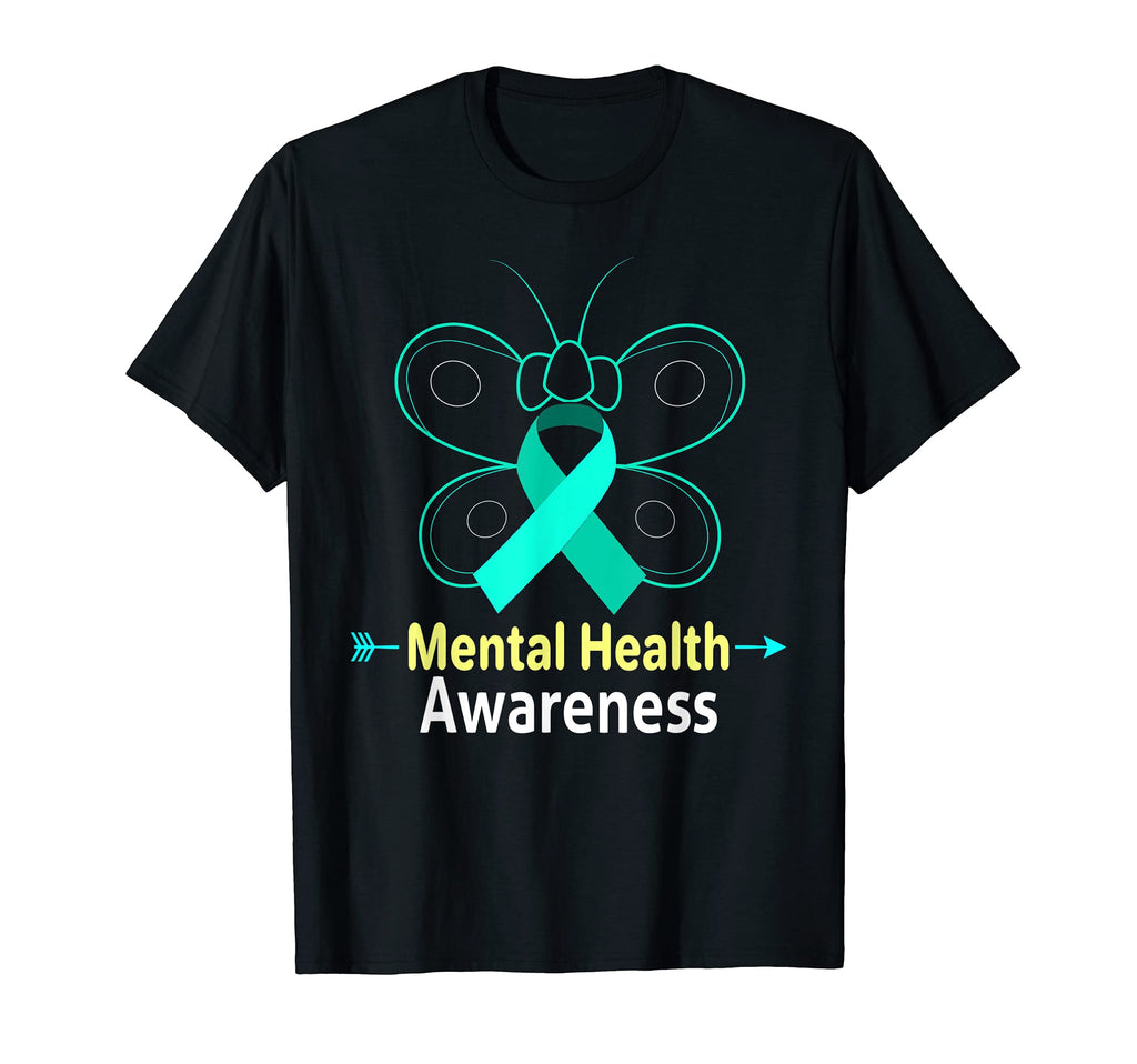 Butterfly Ribbon Mental Health Mental T-Shirt - Unique Graphic Men Women - T-Shirt, Sweatshirt, Hoodie