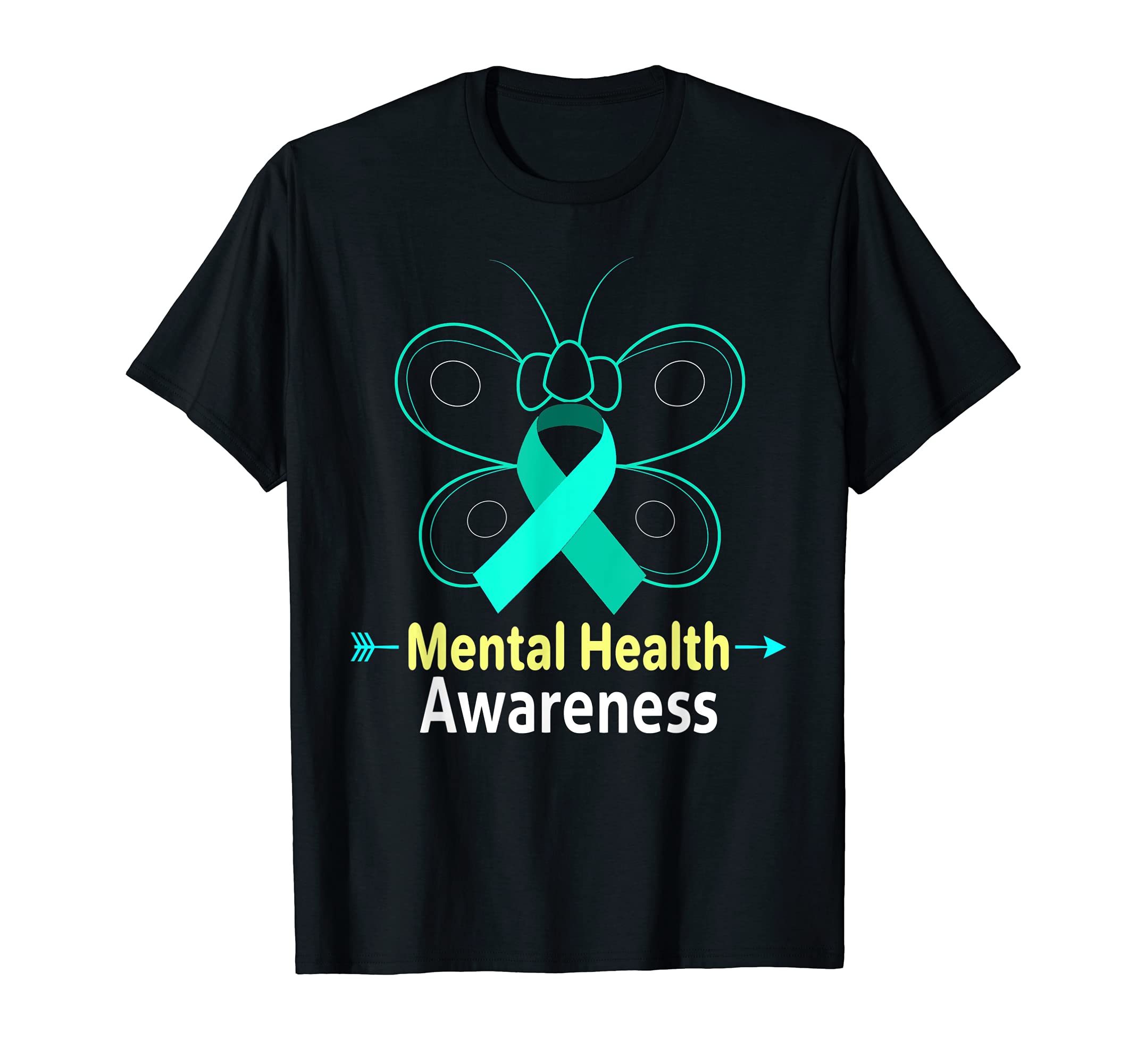 Butterfly Ribbon Mental Health Mental T-Shirt - Unique Graphic Men Women - T-Shirt, Sweatshirt, Hoodie