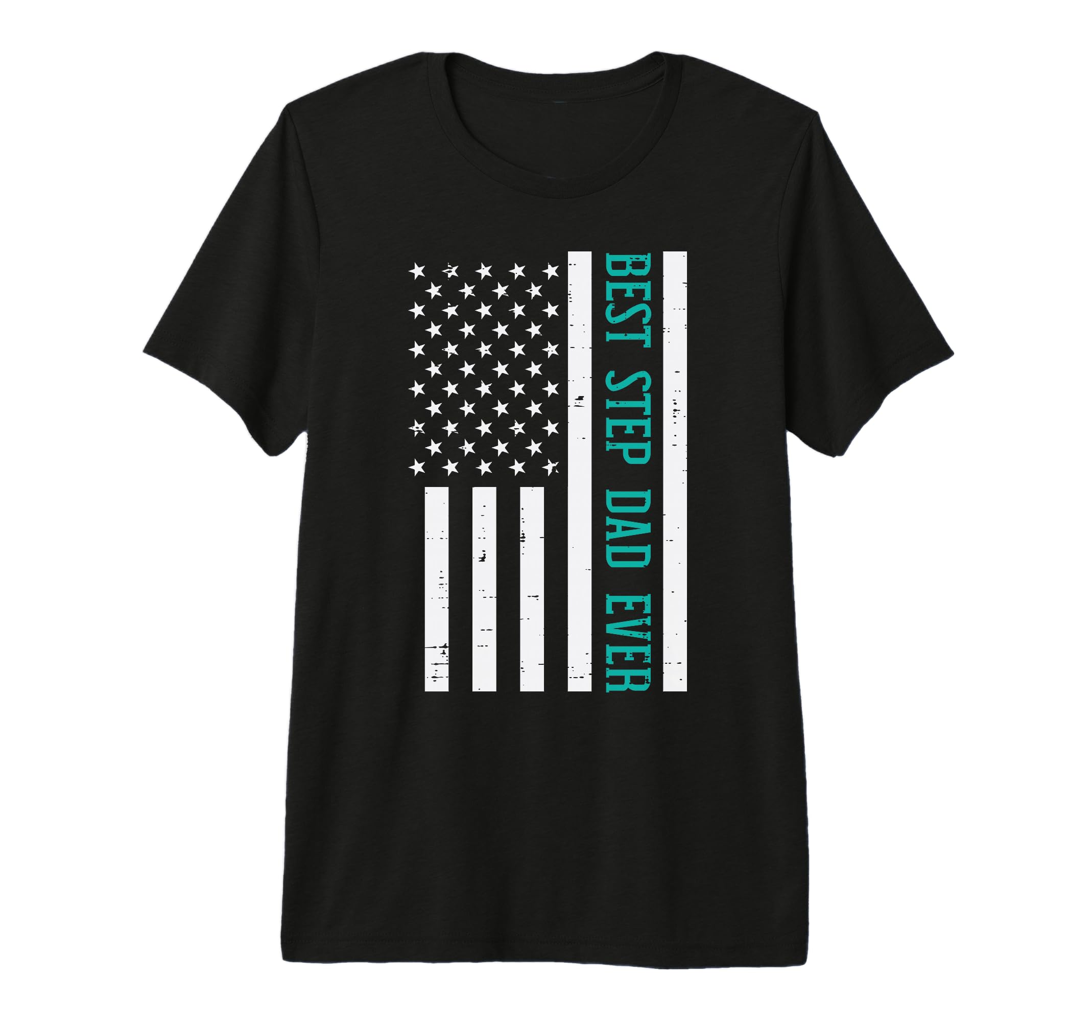 Best Step Dad Ever Flag Fathers Day T-Shirt - Custom Art Print for Adults - T-Shirt, Sweatshirt, Hoodie