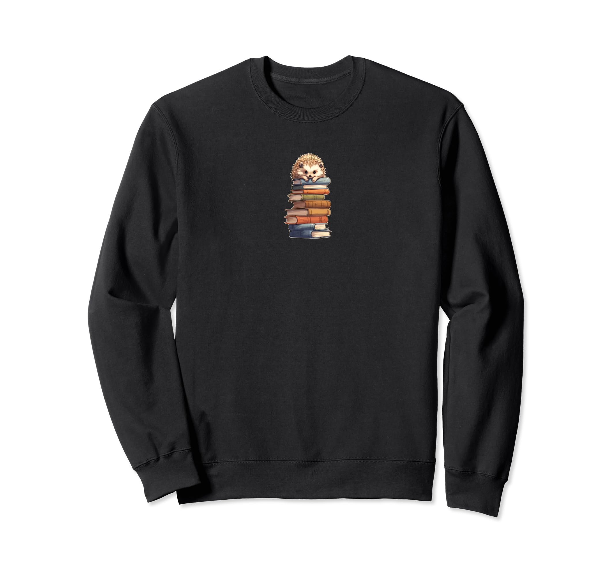 Hedgehog Books Stack Books Reading Sweatshirt - Unique Graphic Men Women - T-Shirt, Sweatshirt, Hoodie