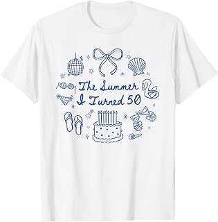 Summer I Turned 50 Seashell Coastal Beach Vacation 50th Bday T-Shirt Unisex T-shirt, Sweatshirt, Hoodie, Long Sleeve Tee - T-Shirt, Sweatshirt, Hoodie