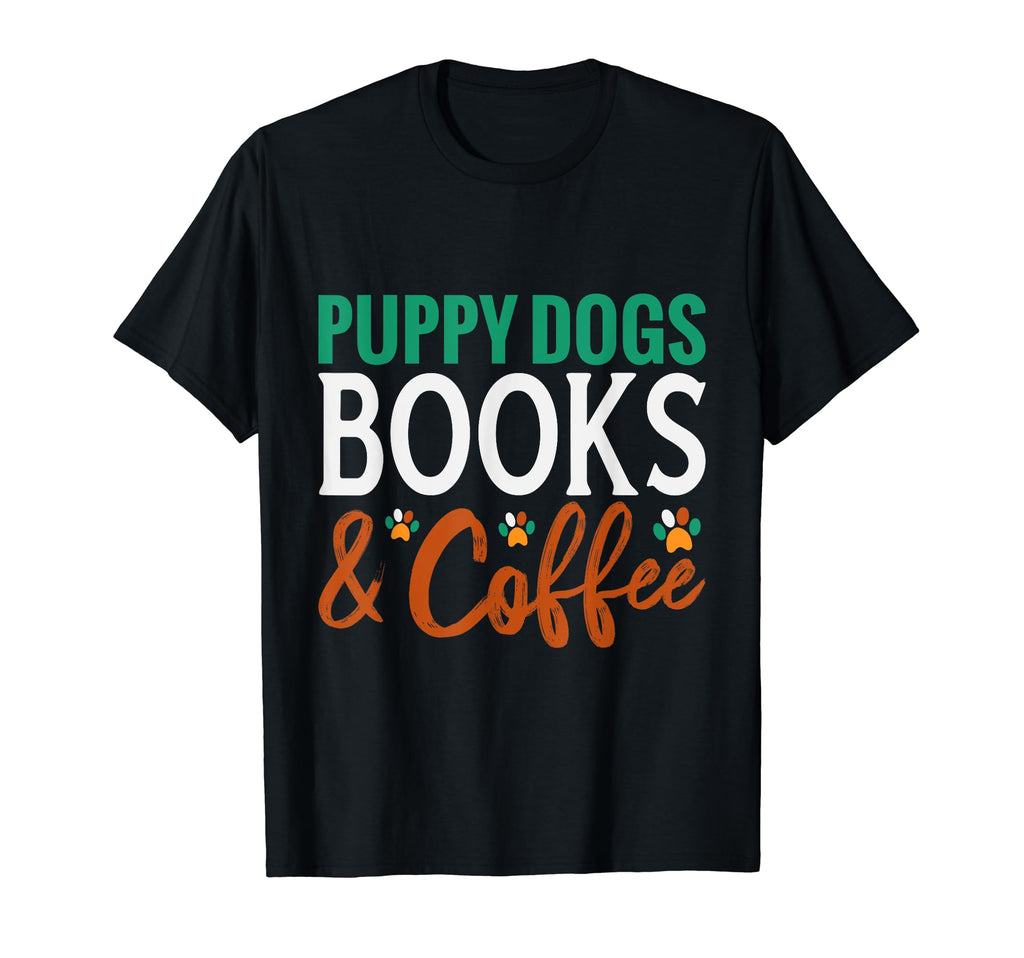Funny Puppy Dogs Books And Coffee T-Shirt - Custom Art Print for Adults - T-Shirt, Sweatshirt, Hoodie