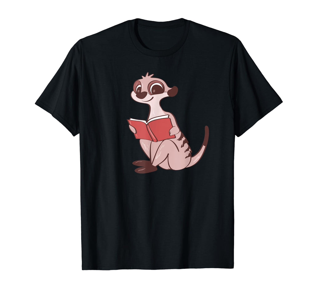 Meerkat Book Reading Student T-Shirt - Fun Novelty Design for Adults - T-Shirt, Sweatshirt, Hoodie