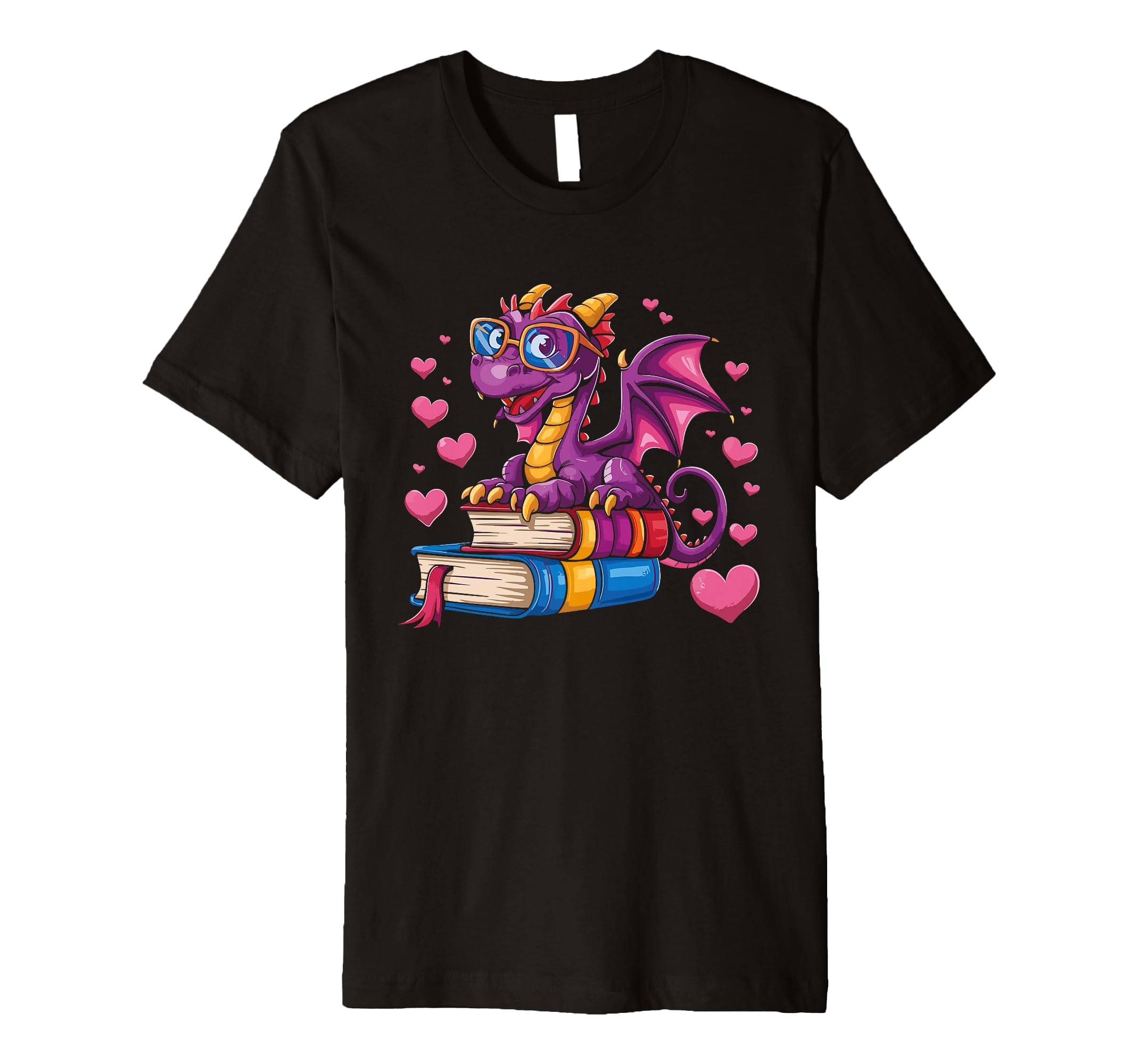 Dragon Reading Hearts Books Dragon T-Shirt - Novelty Apparel Men Women - T-Shirt, Sweatshirt, Hoodie