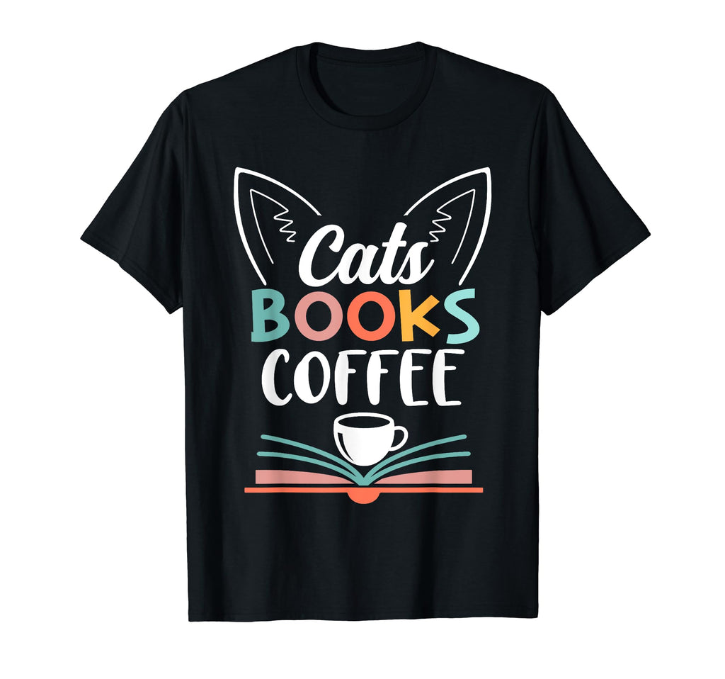 Kawaii Cats Books Coffee Nerd Cat T-Shirt - Casual Everyday Wear Unisex - T-Shirt, Sweatshirt, Hoodie