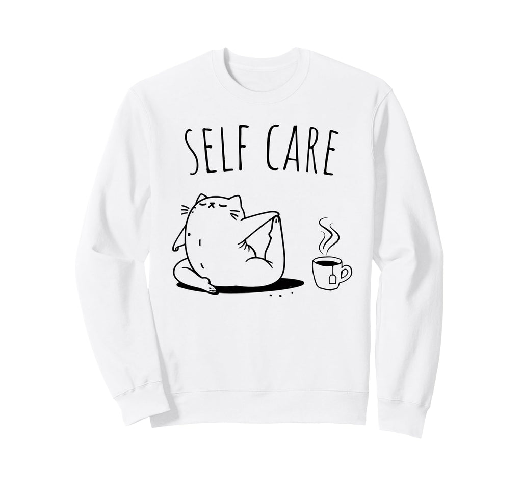 Self Care Cat Animal Lover Funny Sweatshirt - Minimalist Print Men Women - T-Shirt, Sweatshirt, Hoodie