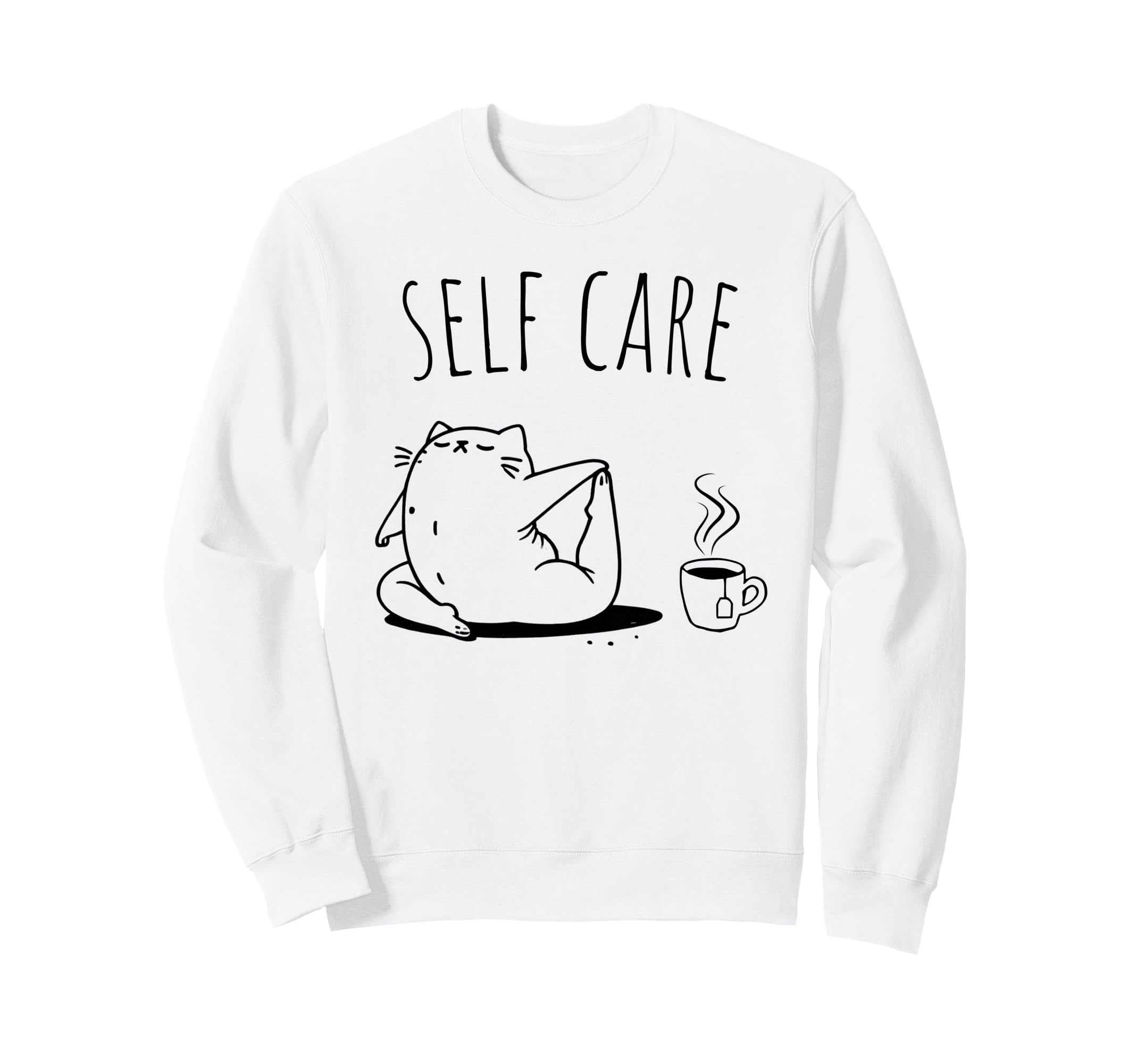 Self Care Cat Animal Lover Funny Sweatshirt - Minimalist Print Men Women - T-Shirt, Sweatshirt, Hoodie