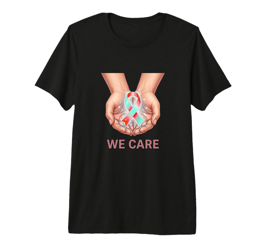 We Care Hands Ribbon Support T-Shirt - Aesthetic Graphic Men Women - T-Shirt, Sweatshirt, Hoodie