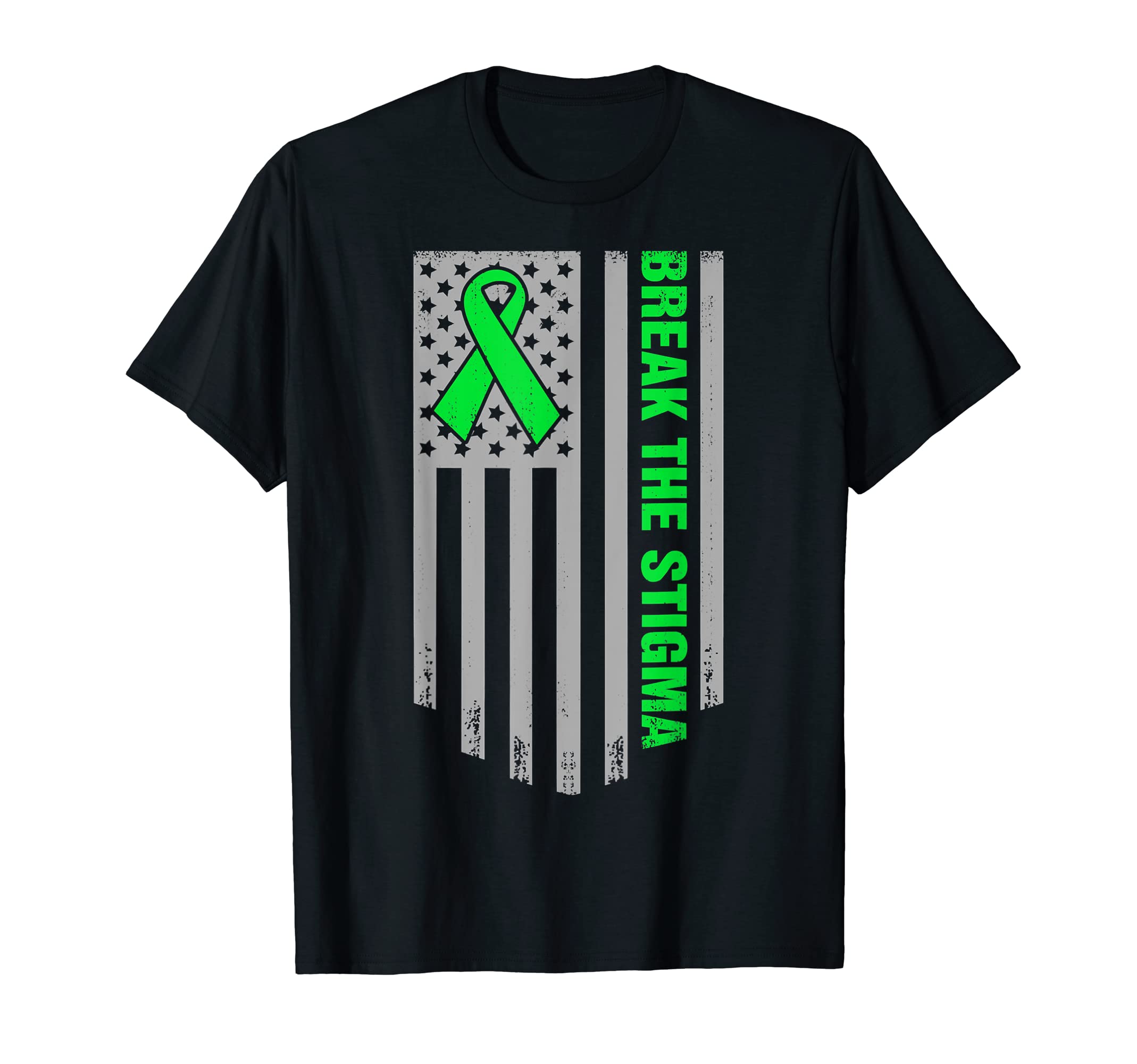 Break Stigma American Flag Mental Health T-Shirt - Trendy Graphic Unisex - T-Shirt, Sweatshirt, Hoodie