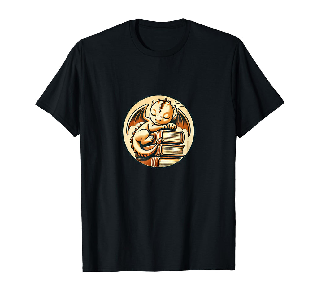 Sleeping Dragon Books Illustration T-Shirt - Aesthetic Graphic Unisex - T-Shirt, Sweatshirt, Hoodie