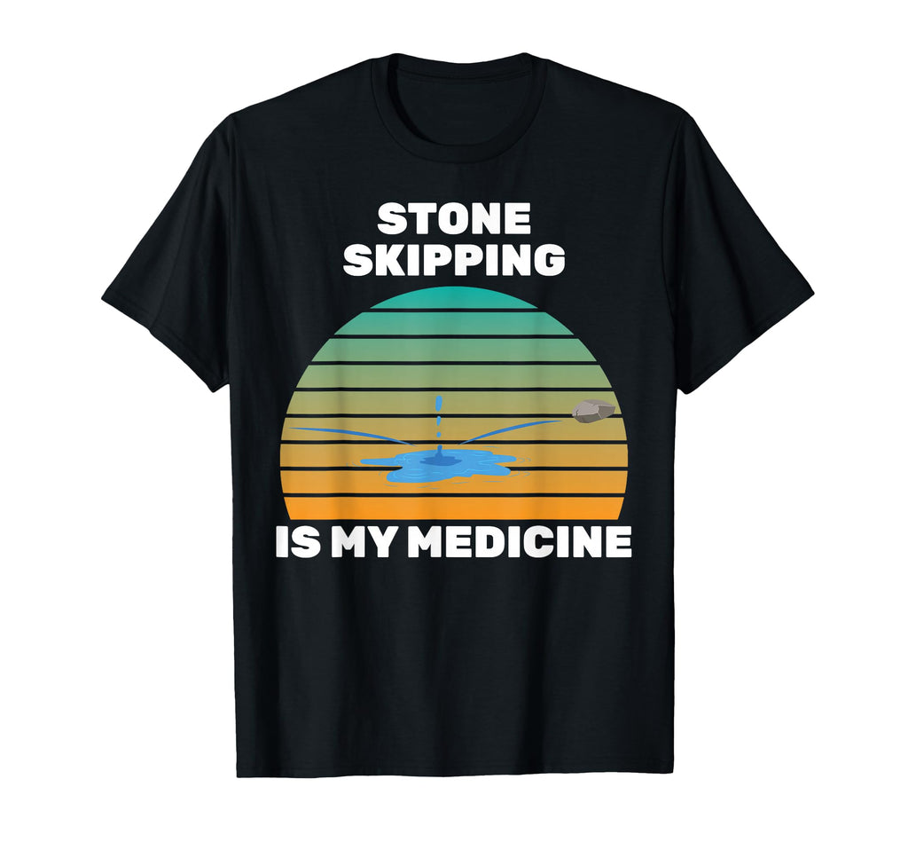 Therapy Stone Skipping Is My Medicine T-Shirt - Minimalist Print Men Women - T-Shirt, Sweatshirt, Hoodie
