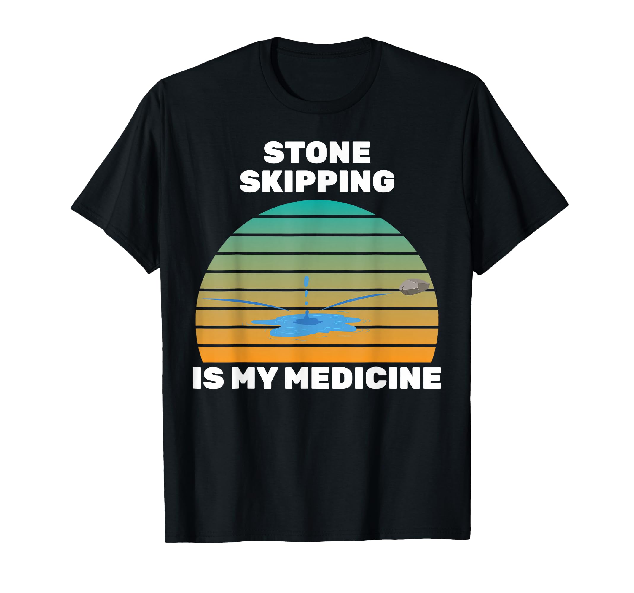 Therapy Stone Skipping Is My Medicine T-Shirt - Minimalist Print Men Women - T-Shirt, Sweatshirt, Hoodie