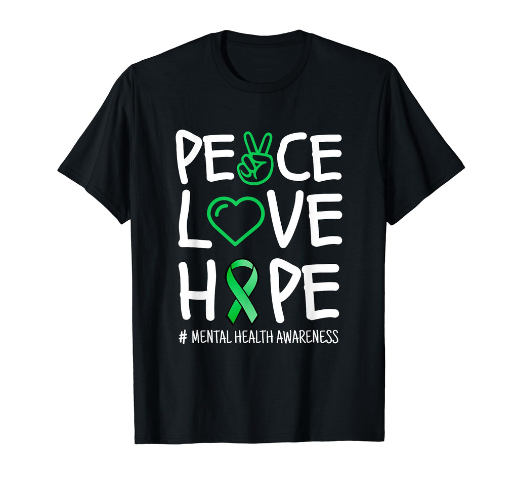 Peace Love Hope Green Ribbon Funny T-Shirt - Unique Graphic Men Women - T-Shirt, Sweatshirt, Hoodie