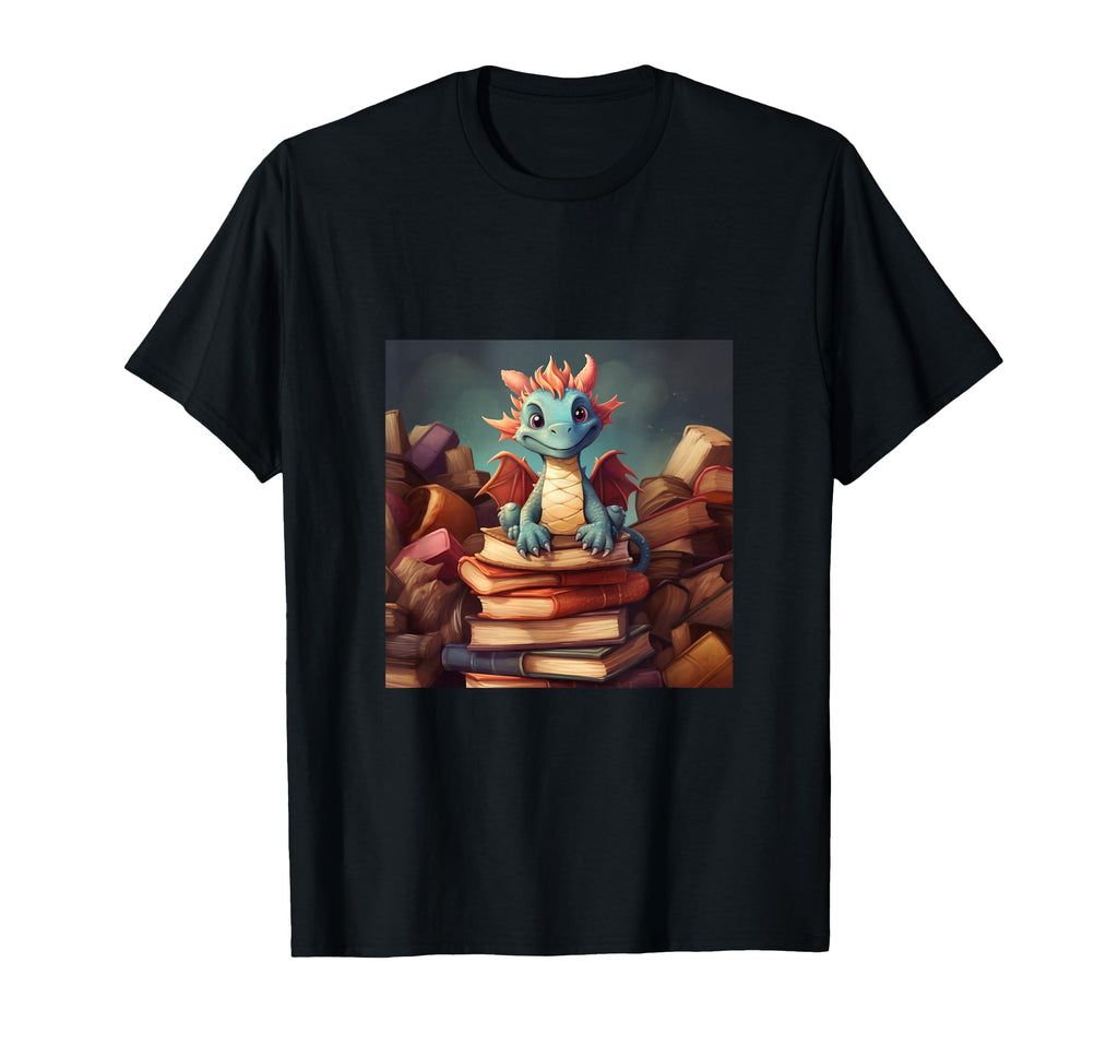 Book Nerd Dragon Reading Library T-Shirt - Fun Novelty Design Unisex - T-Shirt, Sweatshirt, Hoodie